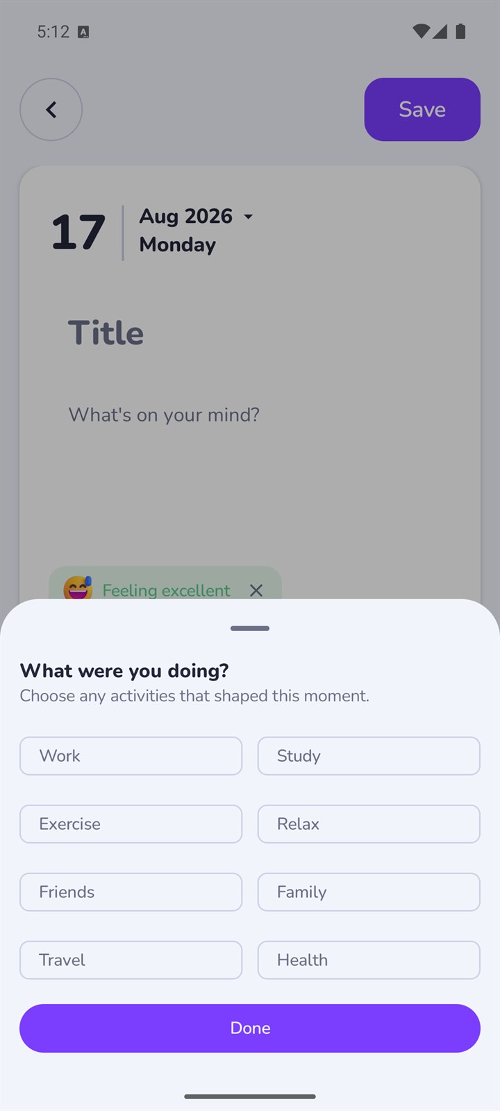 My Diary - activity tagging