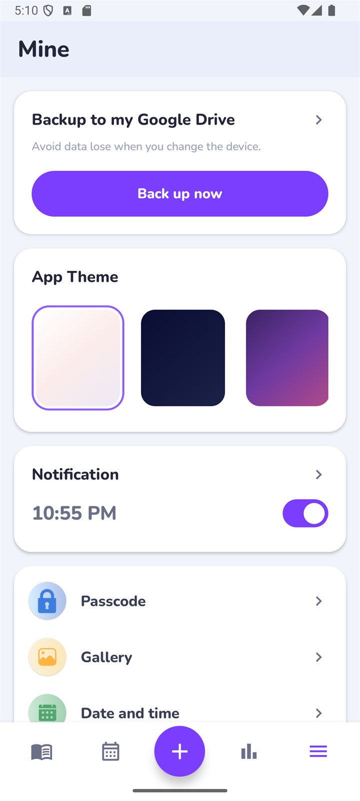 My Diary - themes and backup