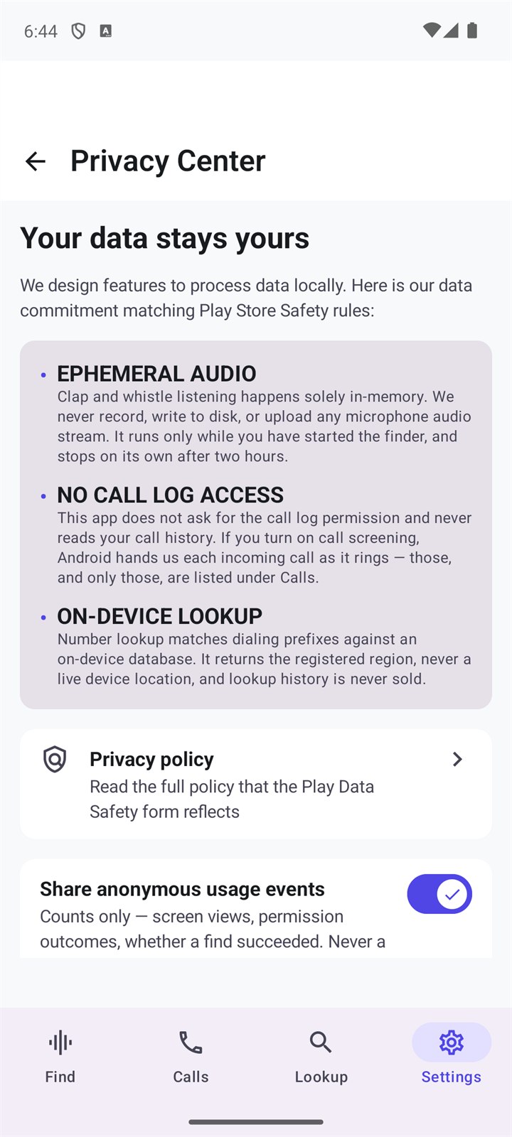 Find My Phone - privacy