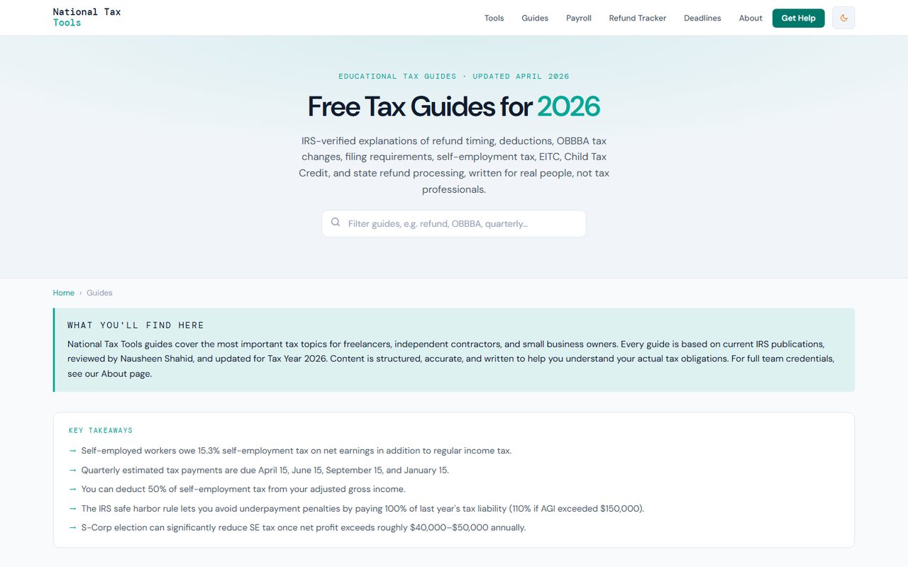NationalTaxTools - tax guides index