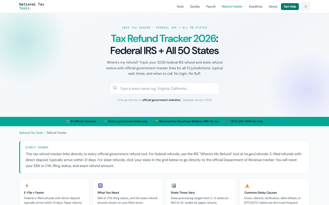NationalTaxTools - refund tracker