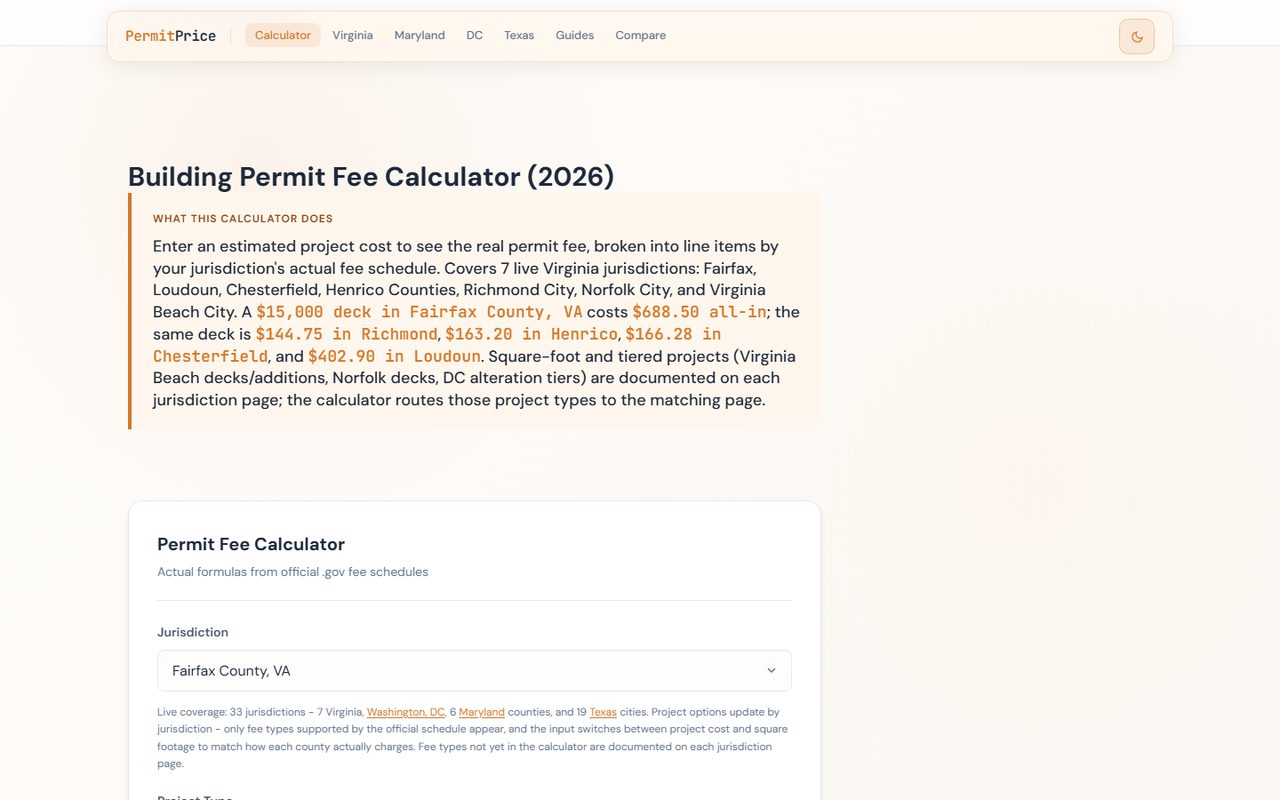 PermitPrice - full permit fee calculator