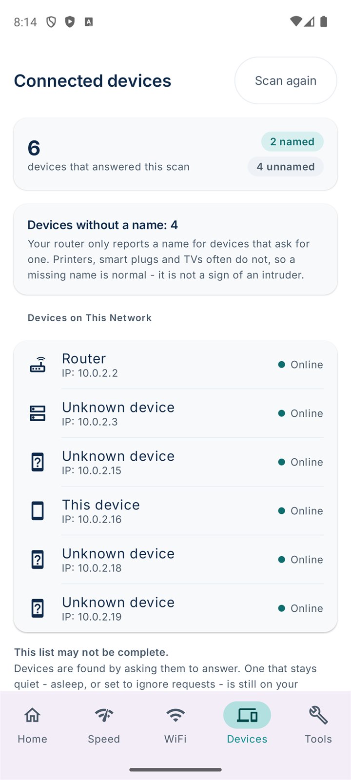 WiFi Doctor - connected devices