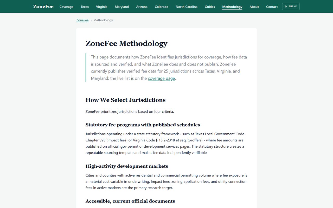 ZoneFee - verification methodology